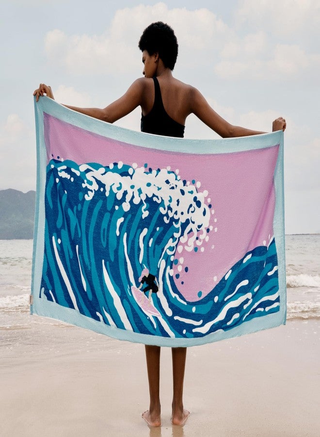 KOSMU Beach Towel | Printed Design, 100% Cotton, Soft, Absorbent, Quick Dry, Meticulous Design, Oversized 63'' x 35.4'' (Wave) - Image 1